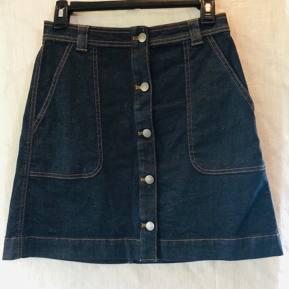 a line denim skirt button front